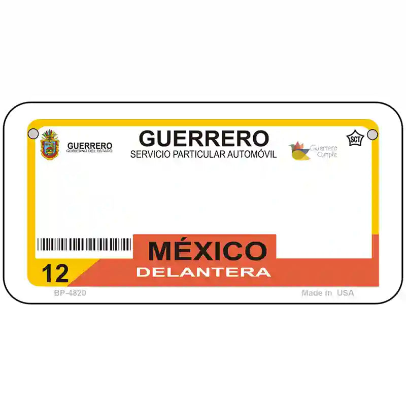 Guerrero Mexico Novelty Metal License Plate 6" x 3" (BP)