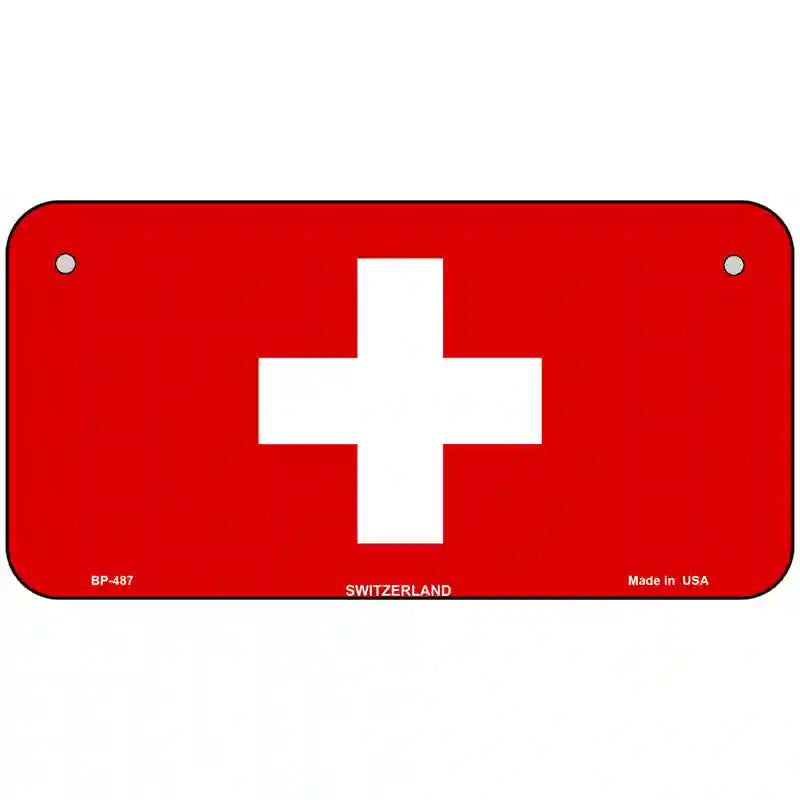 Switzerland Flag Metal Novelty License Plate 6" x 3" (BP)