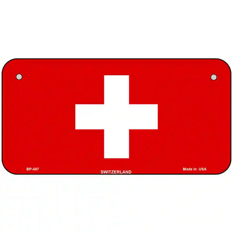 Switzerland Flag Metal Novelty License Plate 6" x 3" (BP)