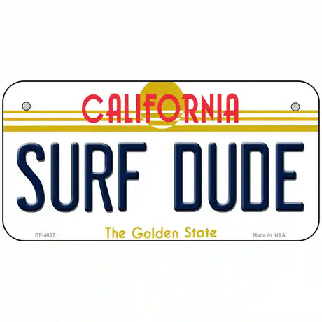 Surf Dude California Novelty Metal License Plate 6" x 3" (BP)