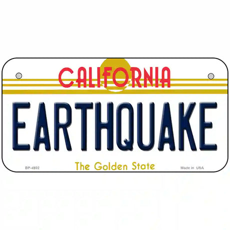 Earthquake California Novelty Metal License Plate 6" x 3" (BP)