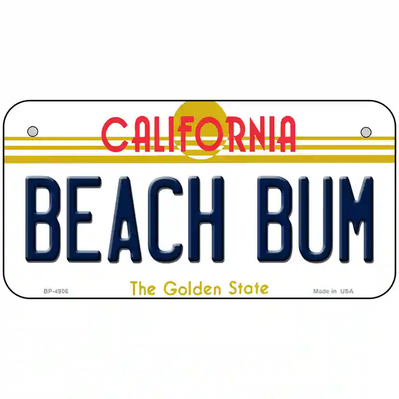 Beach Bum California Novelty Metal License Plate 6" x 3" (BP)