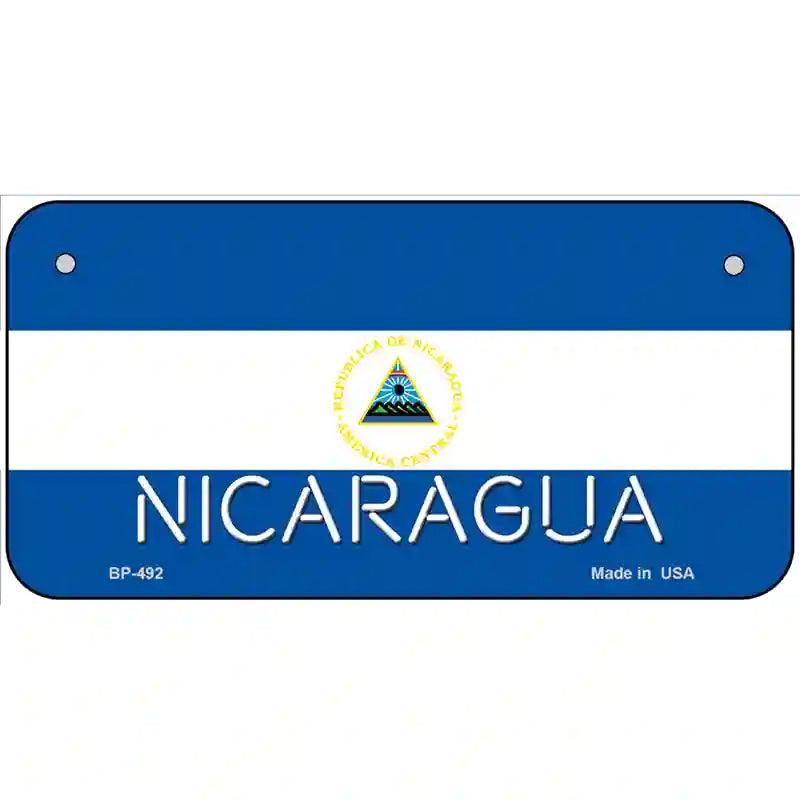Nicaragua Flag Metal Novelty License Plate 6" x 3" (BP)