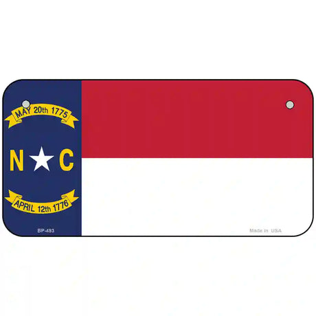 North Carolina State Flag Metal Novelty License Plate 6" x 3" (BP)