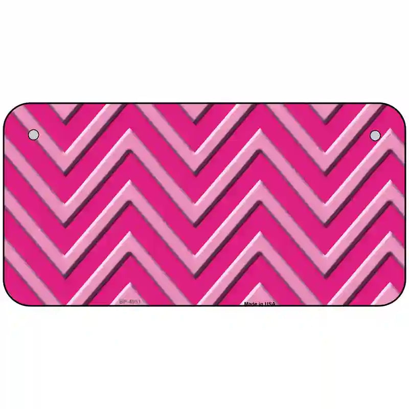 Pink Light Pink Chevron Metal Novelty License Plate 6" x 3" (BP)