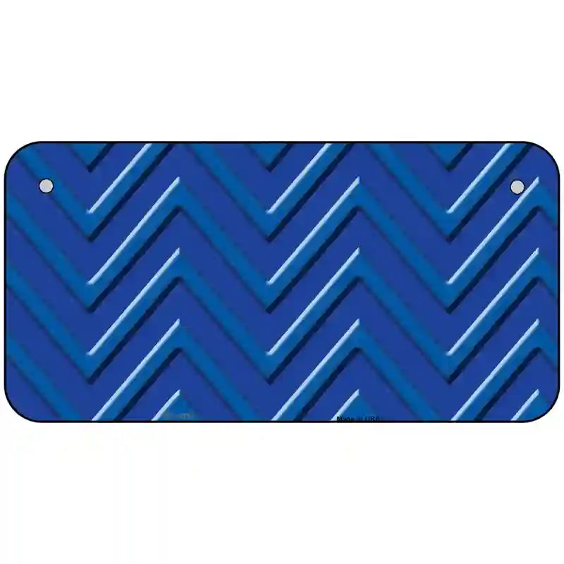 Blue Light Blue Chevron Metal Novelty License Plate 6" x 3" (BP)