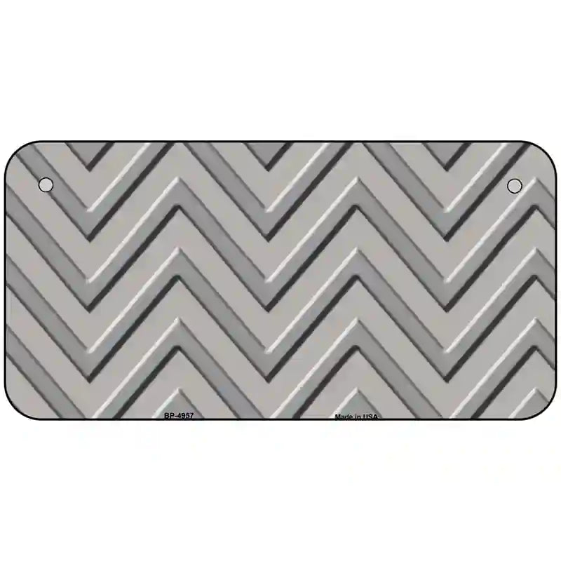 Grey Light Grey Chevron Metal Novelty License Plate 6" x 3" (BP)