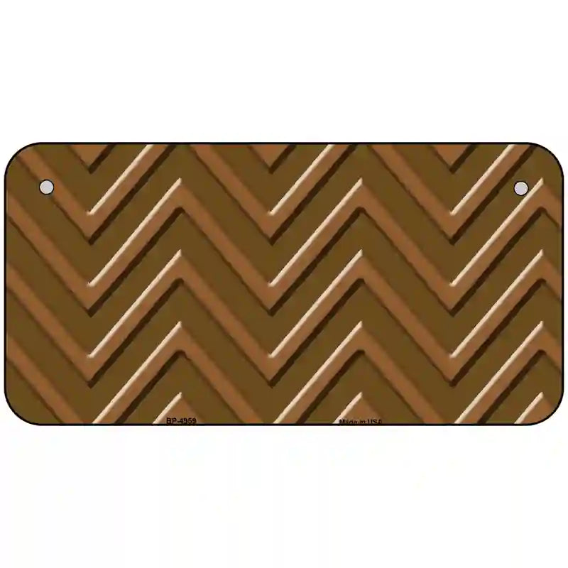 Brown Light Brown Chevron Metal Novelty License Plate 6" x 3" (BP)