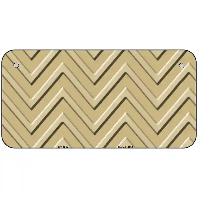 Gold Light Gold Chevron Metal Novelty License Plate 6" x 3" (BP)