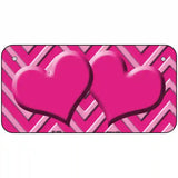 Pink Light Pink Heart Chevron Metal Novelty License Plate 6" x 3" (BP)