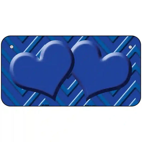 Blue Light Blue Heart Chevron Metal Novelty License Plate 6" x 3" (BP)