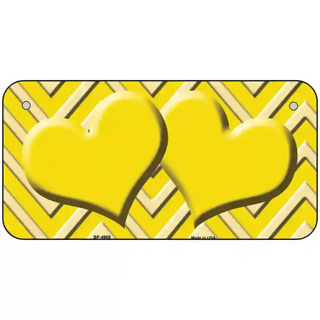 Yellow Light Yellow Heart Chevron Metal Novelty License Plate 6" x 3" (BP)