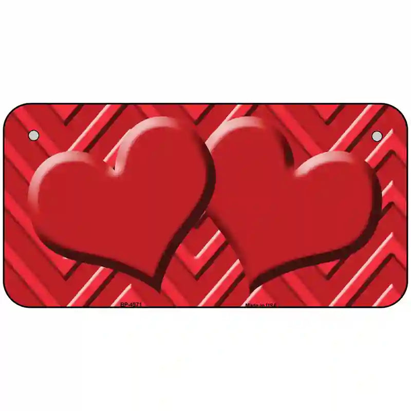 Red Light Red Heart Chevron Metal Novelty License Plate 6" x 3" (BP)