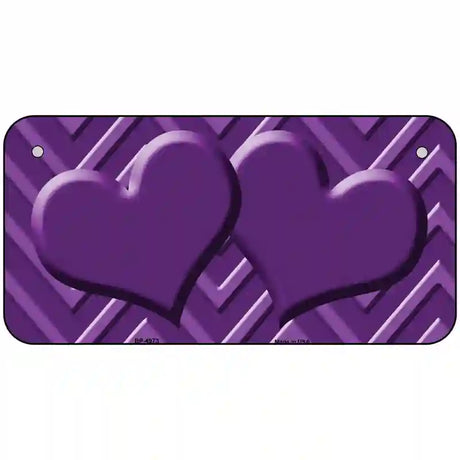 Purple Light Purple Heart Chevron Metal Novelty License Plate 6" x 3" (BP)