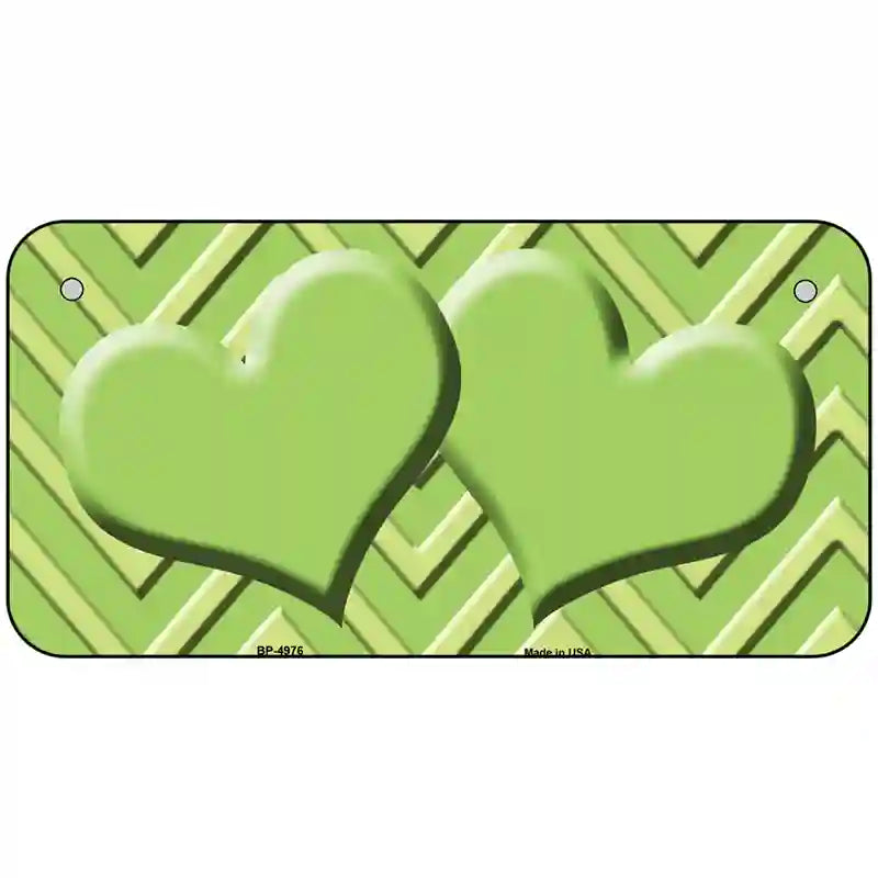 Lime Green Lighter Lime Green Heart Chevron Metal Novelty License Plate 6" x 3" (BP)