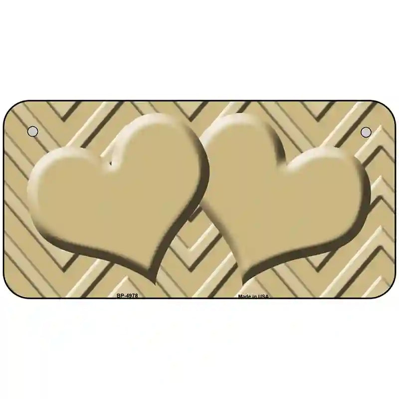 Gold Light Gold Heart Chevron Metal Novelty License Plate 6" x 3" (BP)