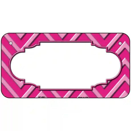 Pink Light Pink Scallop Chevron Metal Novelty License Plate 6" x 3" (BP)