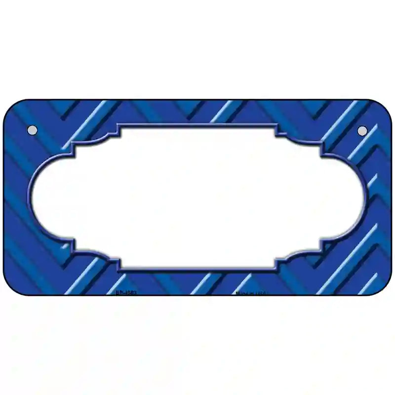 Blue Light Blue Scallop Chevron Metal Novelty License Plate 6" x 3" (BP)