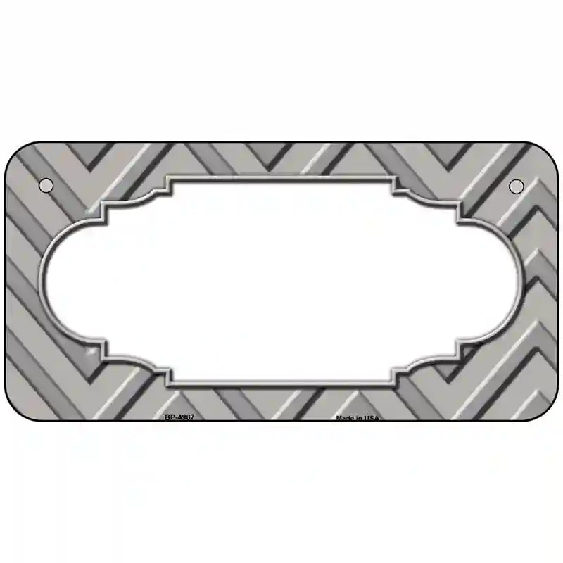 Grey Light Grey Scallop Chevron Metal Novelty License Plate 6" x 3" (BP)