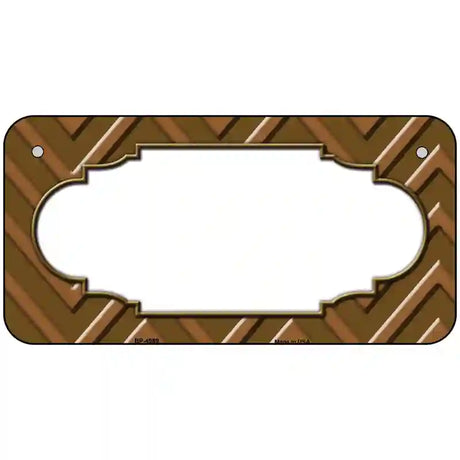 Brown Light Brown Scallop Chevron Metal Novelty License Plate 6" x 3" (BP)