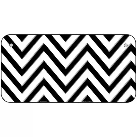 White Black Chevron Metal Novelty License Plate 6" x 3" (BP)