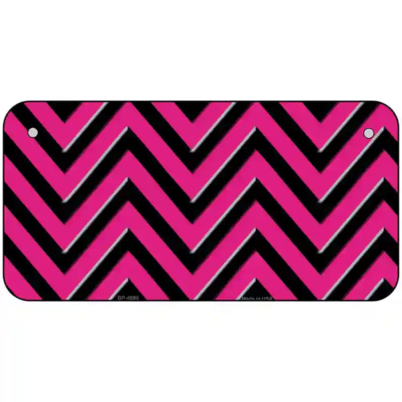 Pink Black Chevron Metal Novelty License Plate 6" x 3" (BP)