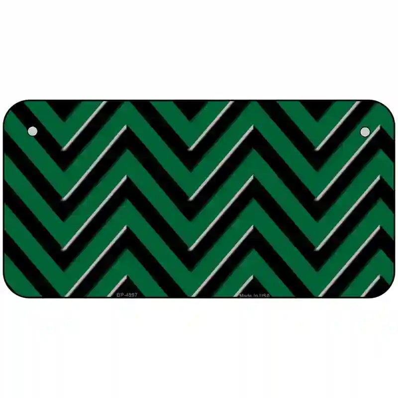 Green Black Chevron Metal Novelty License Plate 6" x 3" (BP)