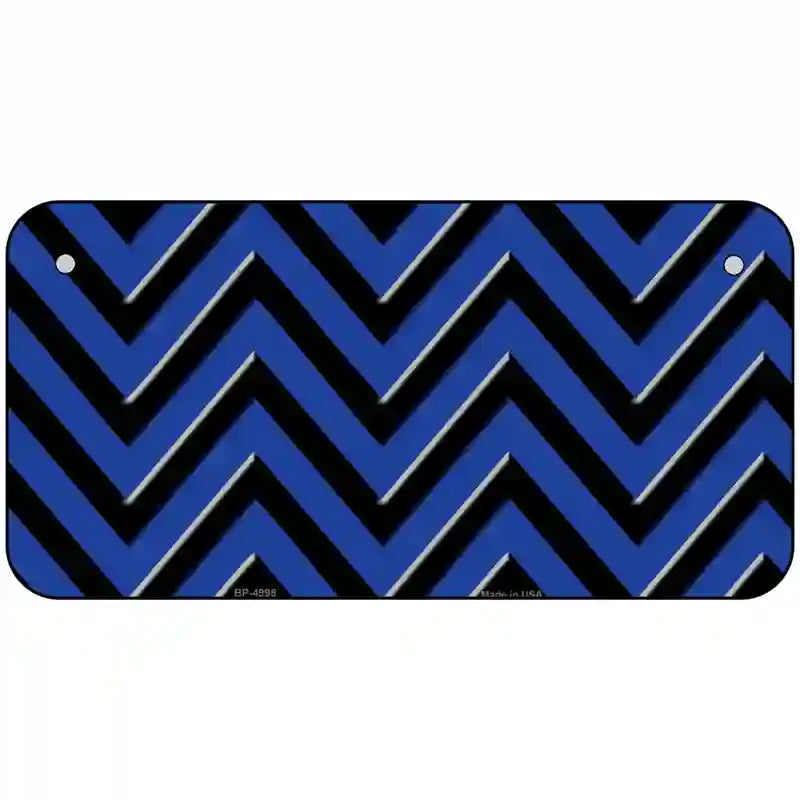 Blue Black Chevron Metal Novelty License Plate 6" x 3" (BP)