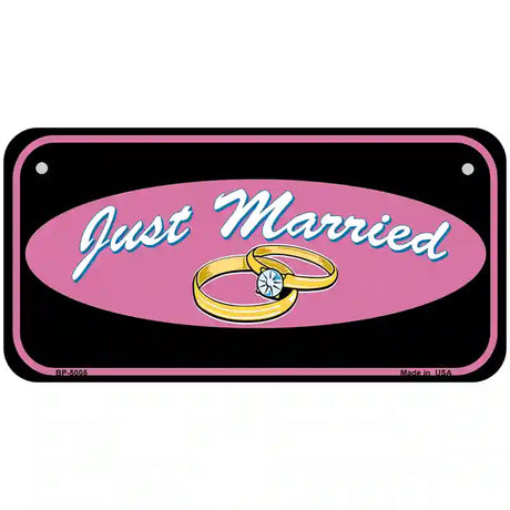 Just Married Novelty Metal Novelty License Plate 6" x 3" (BP)