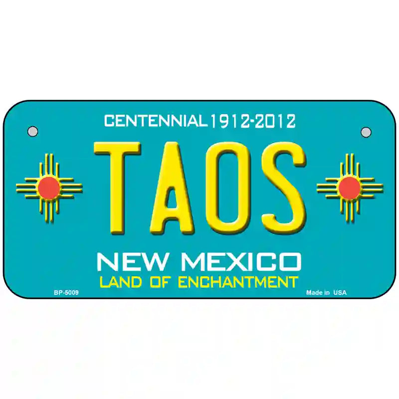 Taos Teal New Mexico Novelty License Plate 6" x 3" (BP)