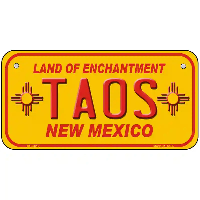 Taos Yellow New Mexico Novelty License Plate 6" x 3" (BP)