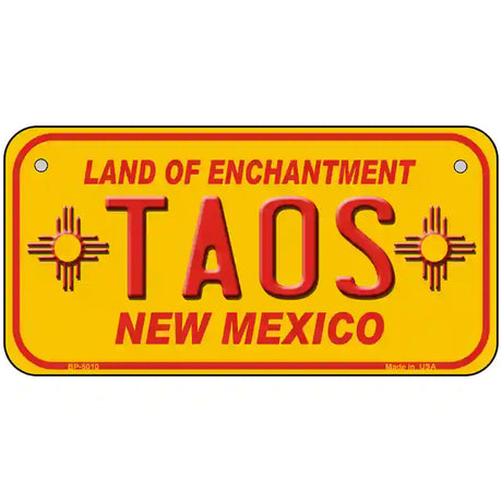 Taos Yellow New Mexico Novelty License Plate 6" x 3" (BP)