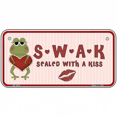 S.W.A.K. Valentine Frog Metal Novelty License Plate 6" x 3" (BP)