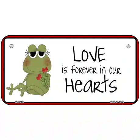 Love In Our Hearts Frog Metal Novelty License Plate 6" x 3" (BP)