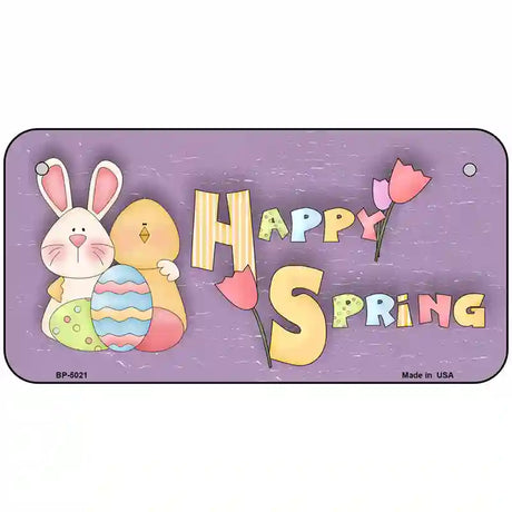 Happy Spring Purple Metal Novelty License Plate 6" x 3" (BP)