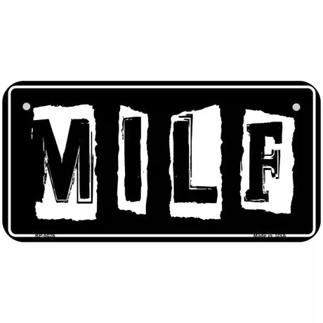 M.I.L.F Black Metal Novelty License Plate 6" x 3" (BP)