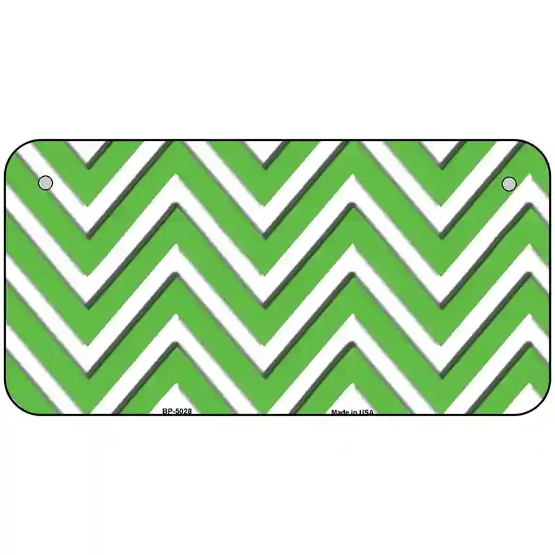 Kelly Green White Chevron Metal Novelty License Plate 6" x 3" (BP)