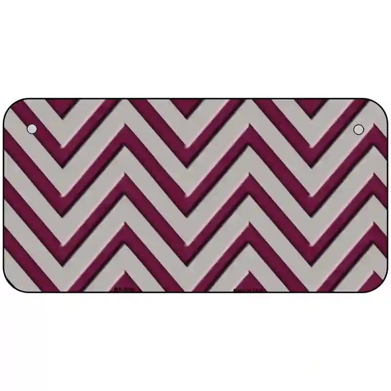 Maroon Grey Chevron Metal Novelty License Plate 6" x 3" (BP)