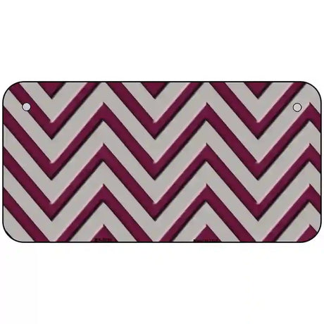 Maroon Grey Chevron Metal Novelty License Plate 6" x 3" (BP)