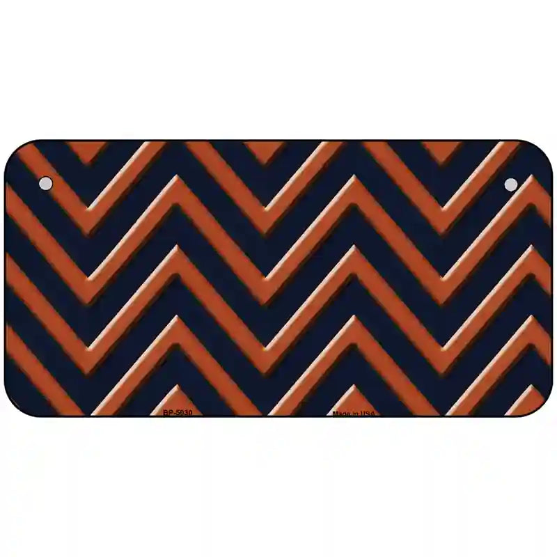 Orange Navy Blue Chevron Metal Novelty License Plate 6" x 3" (BP)