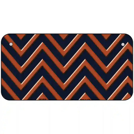 Orange Navy Blue Chevron Metal Novelty License Plate 6" x 3" (BP)