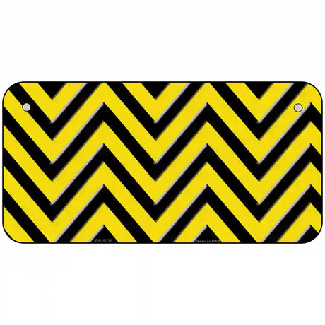 Yellow Black Chevron Metal Novelty License Plate 6" x 3" (BP)