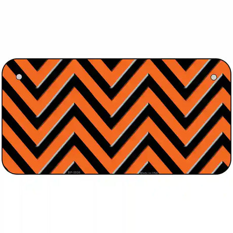 Orange Black Chevron Metal Novelty License Plate 6" x 3" (BP)