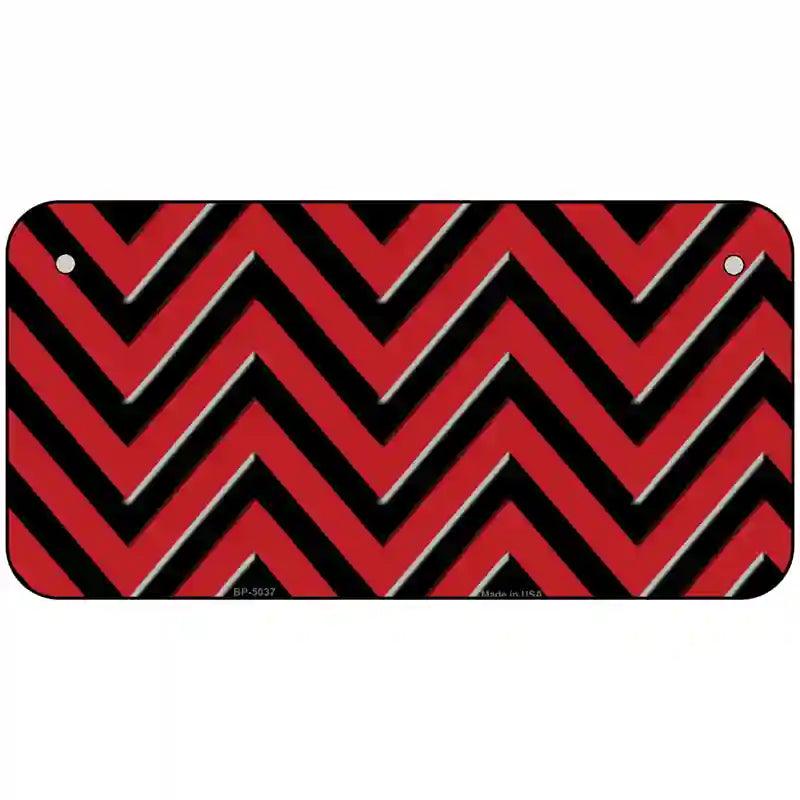 Red Black Chevron Metal Novelty License Plate 6" x 3" (BP)