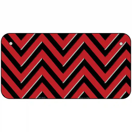 Red Black Chevron Metal Novelty License Plate 6" x 3" (BP)