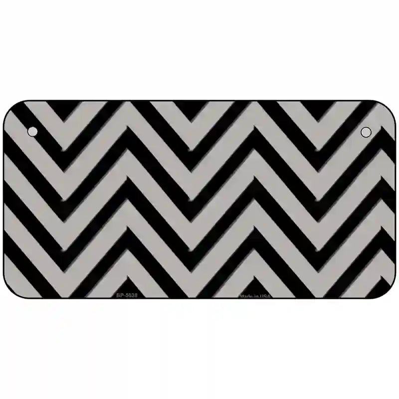 Grey Black Chevron Metal Novelty License Plate 6" x 3" (BP)