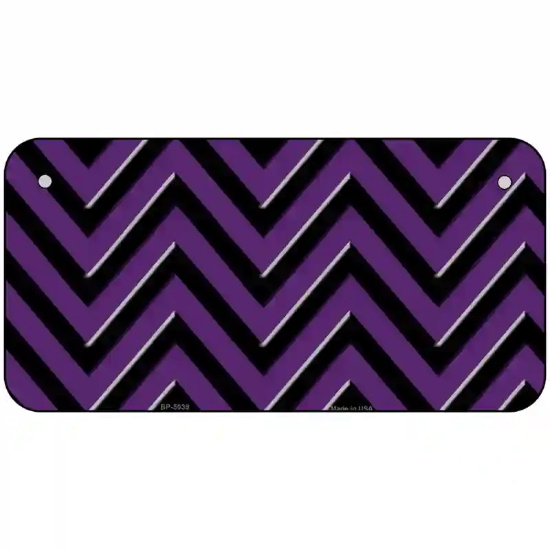 Purple Black Chevron Metal Novelty License Plate 6" x 3" (BP)