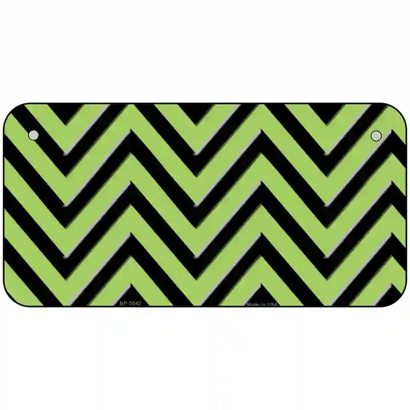 Lime Green Black Chevron Metal Novelty License Plate 6" x 3" (BP)