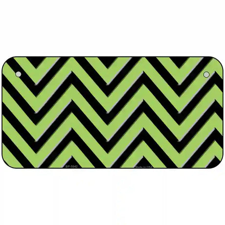 Lime Green Black Chevron Metal Novelty License Plate 6" x 3" (BP)