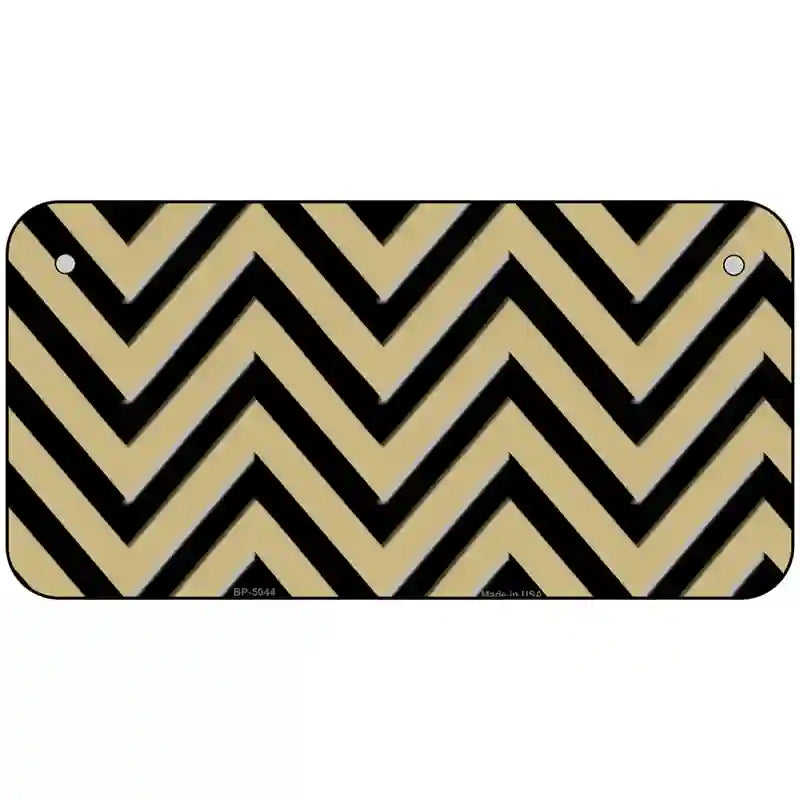 Gold Black Chevron Metal Novelty License Plate 6" x 3" (BP)